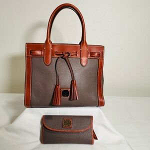 Dooney & Bourke Brown and Tan Satchel with Wallet
